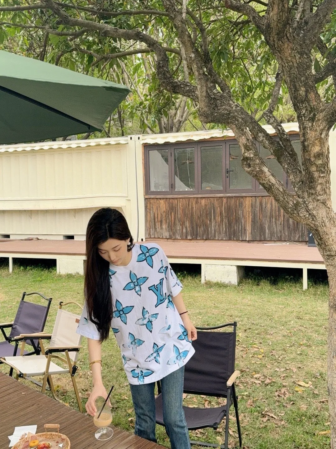 Louis Vuitton/Louis Vuitton all-over mottled presbyopia printed short-sleeves